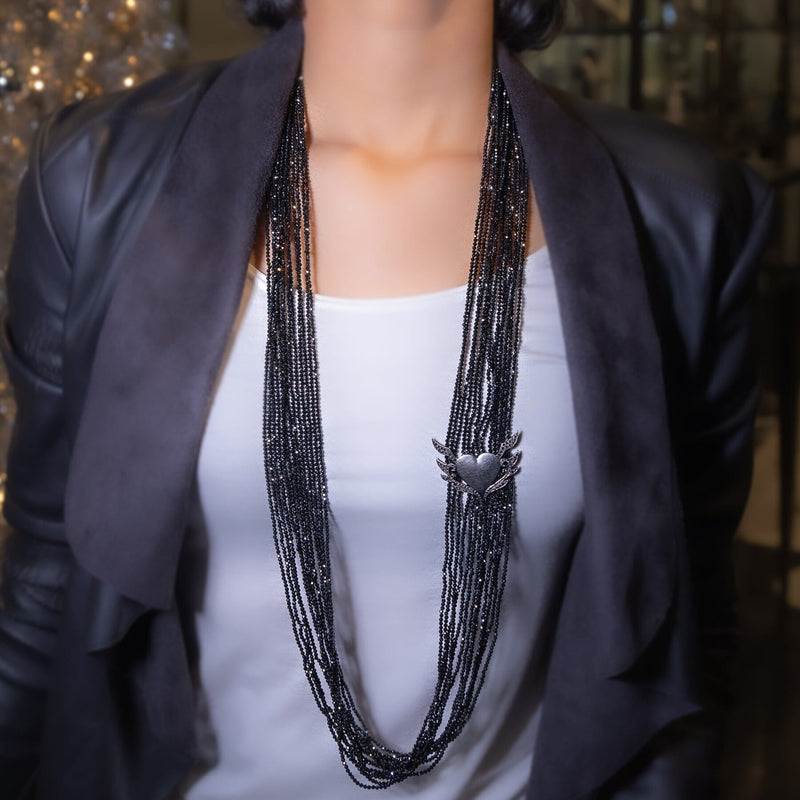 Black Onyx Beaded Necklaces Set Handmade Knotted 8mm Matte Shiny Beads  Bracelets Women Men Tassel Yoga Necklace Vintage Jewelry - Necklace -  AliExpress